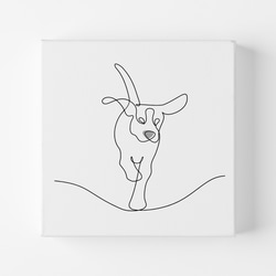 正方形キャンバスパネル 【ラインアートDOG 01】　北欧インテリア アートパネル ペット愛犬 1枚目の画像