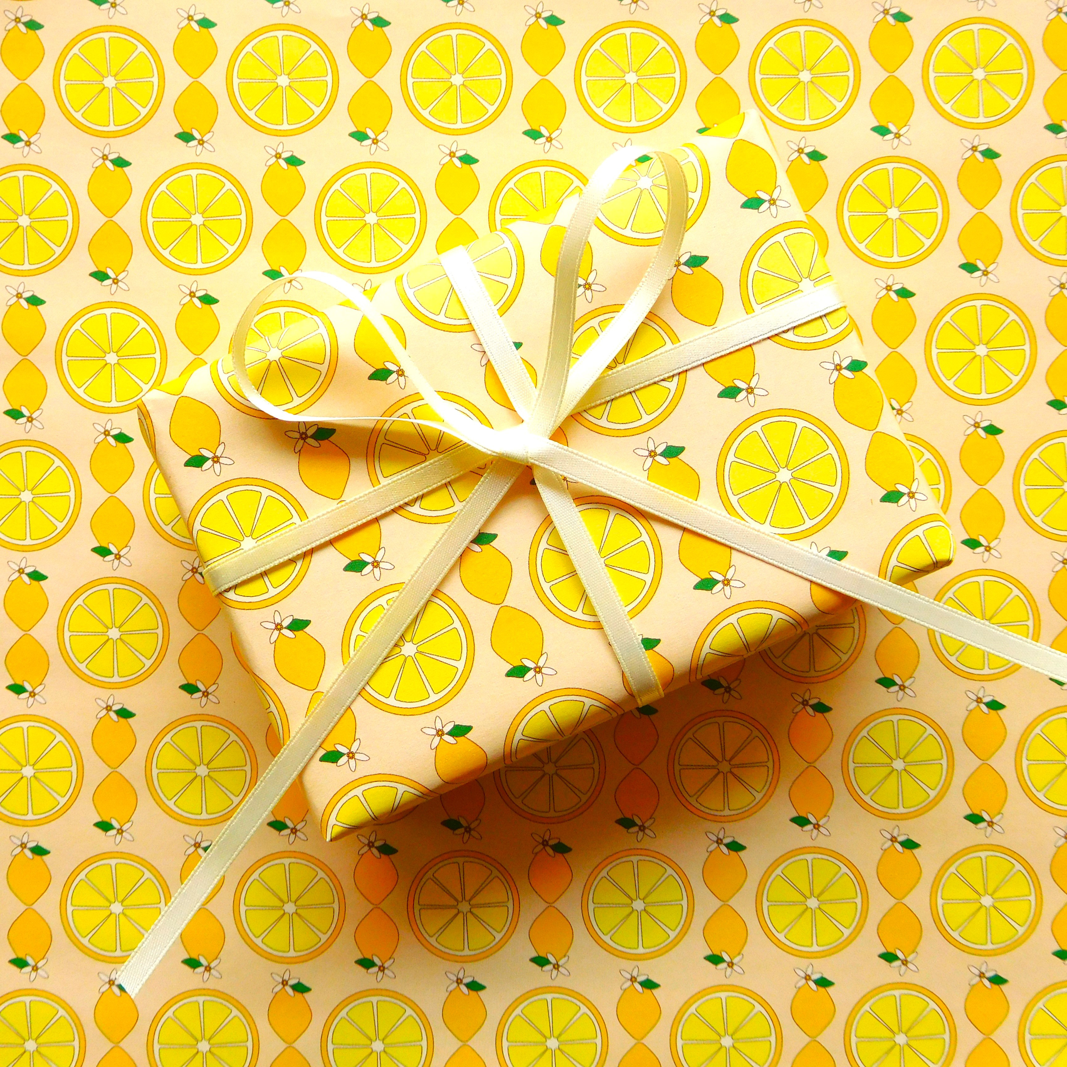 レモン柄デザインペーパー レトロな檸檬 手帳デコやコラージュ素材