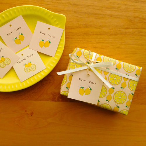 レモン柄デザインペーパー レトロな檸檬 オシャレな包装紙 ラッピング