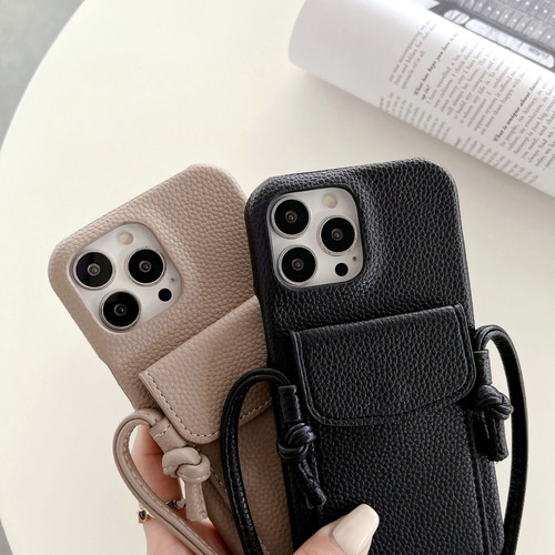 iPhone全機種 & Galaxy対応】小物収納 レザーケース ショルダー