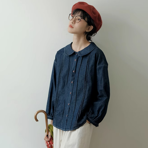 【美品】ヴェリテクール ルーズ感◎ コットンリネン デニムシャツ ゆったり 美品】ヴェリテクール ルーズ感◎ コットンリネン デニムシャツ ゆったり
