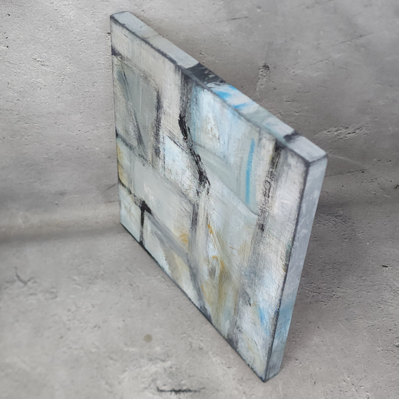 ひろ・あおき　作　「盤034」　アクリル/木製パネル　S3　27.3x27.3cm　抽象絵画　現代アート　スクエア 11枚目の画像