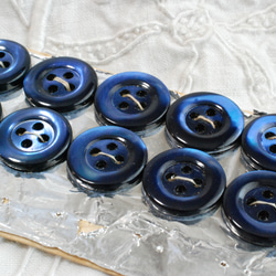アンティークボタン シェルボタン 貝ボタン 1.7㎝ 青色系 5枚目の画像