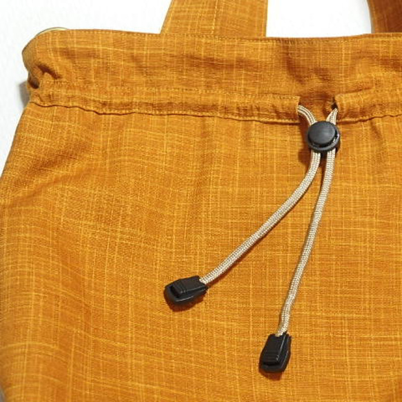 2way巾着バッグ　斜めがけ　ショルダー　巾着ショルダー　大容量　ポシェット　オレンジ 12枚目の画像