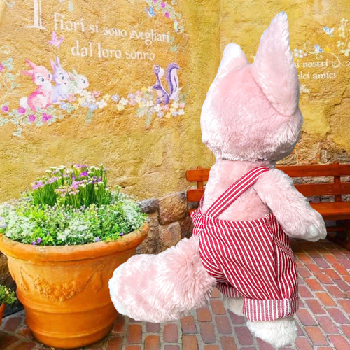デニムのストライプサロペット リーナベル ぬいぐるみ handmade