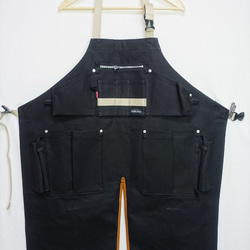 (黒×黒)帆布エプロン2型・首掛けタイプ　Ｍ・Ｌサイズ 1枚目の画像