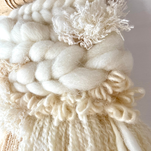 一点もの】流木 ウィービングタペストリー 『みるく色のたぺすとり。n.』