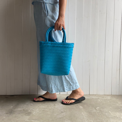 洗えるカゴバッグ パサールバッグ（ハード）／S／スカイブルー／PASAR BAG かごバッグ エコバッグ 2枚目の画像