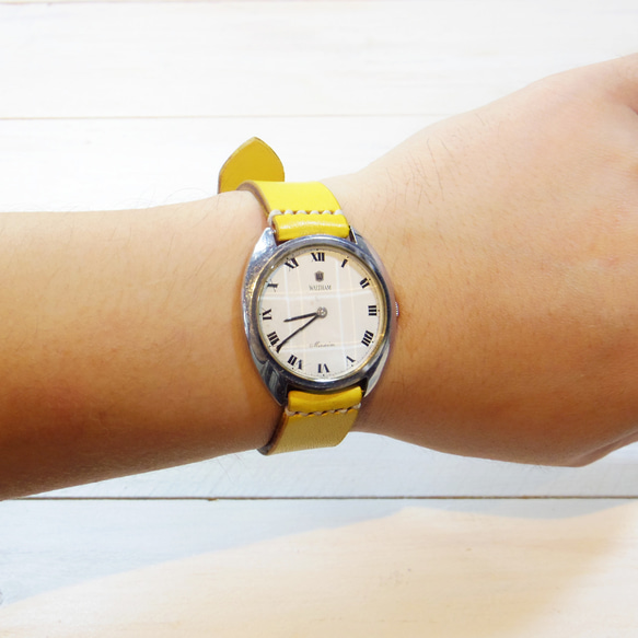 腕時計ベルト 腕時計バンド 牛革レザー 16mm〜20mmのラグ幅で制作 スカイブルー 空色 12枚目の画像