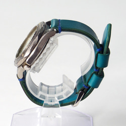 腕時計ベルト 腕時計バンド 牛革レザー 16mm〜20mmのラグ幅で制作 スカイブルー 空色 4枚目の画像