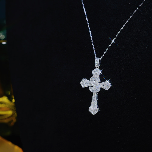 クロスモチーフ 天然ダイヤモンドペンダントトップk18 ペンダント  