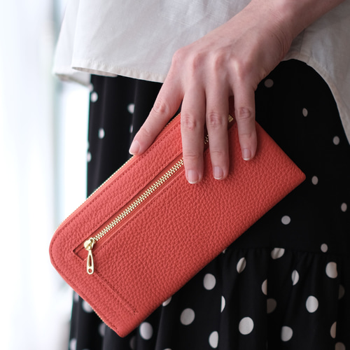 イタリアンレザー L字ファスナー 長財布 上質レザーの柔らかく薄いお