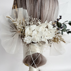 H003/ボタニカル×白×グレージュ×ゴールド豪華17点set ヘッドドレス　髪飾り ヘアアクセサリー ドライフラワー 6枚目の画像