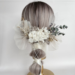 H003/ボタニカル×白×グレージュ×ゴールド豪華17点set ヘッドドレス　髪飾り ヘアアクセサリー ドライフラワー 3枚目の画像