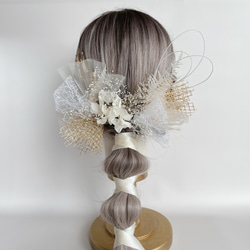 SALE】H006/ホワイト×グレージュ×ゴールド派手豪華15点set ヘッド