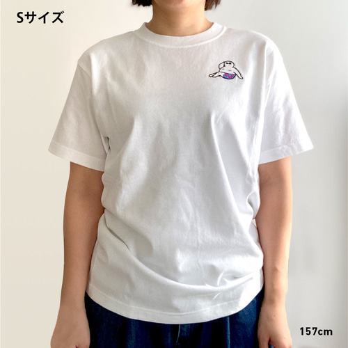 [小さいサイズ]ワンポイント刺繍Tシャツ どこでもいっしょ ワンポイント刺繍Tシャツ(トロクロ) ホワイト