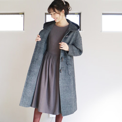 3日以内発送☆180点突破【グレンチェック】一枚仕立てウール素材ダッフルコート 4枚目の画像