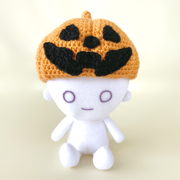 ぬい用ジャックオランタン帽子＊手編みニット＊送料無料 あみぐるみ