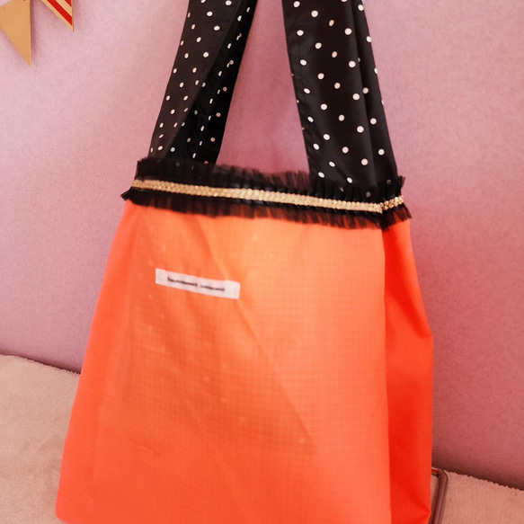 霓虹橙色環保袋便利店午餐尺寸 第2張的照片