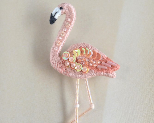 ビジュー刺繍ブルゾン　フラミンゴ ビジュー刺繍ブルゾン フラミンゴ