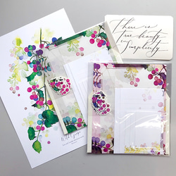 思い出の野ぶどう 詰め合わせ♡(ポスター・レターセット・フレークシール) 秋の福袋 5枚目の画像