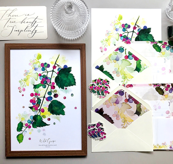 思い出の野ぶどう 詰め合わせ♡(ポスター・レターセット・フレークシール) 秋の福袋 4枚目の画像