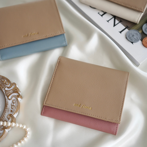 Kate Spade しつこく バイカラー二つ折り財布 ピンク・ベージュ
