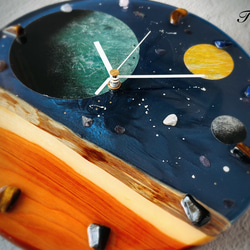 宇宙 ウッド レジン 壁掛け時計 (宇宙 / 星 / 惑星 / 地球 / 彗星 / スプレーアート )　【1点もの】 8枚目の画像