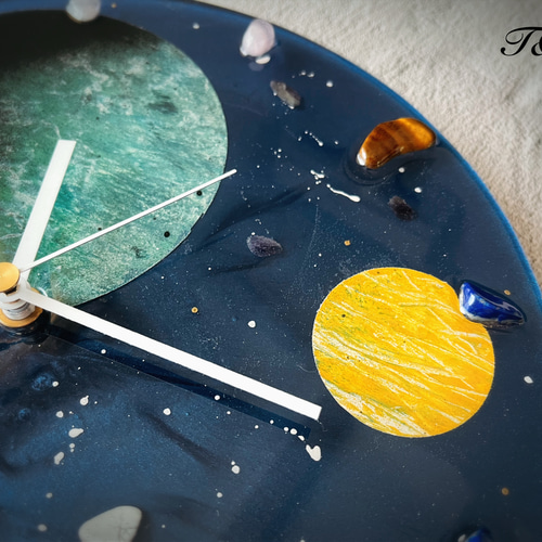 宇宙 ウッド レジン 壁掛け時計 (宇宙 / 星 / 惑星 / 地球 / 彗星