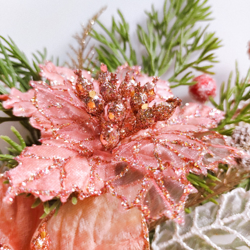 ポインセチアとヒイラギのブーケ /クリスマス/クリスマス雑貨/フラワー