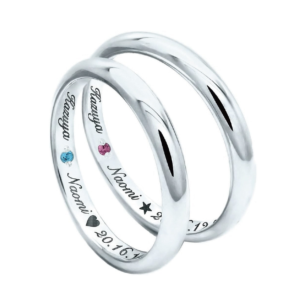 ペアリング 刻印 即日発送 最短 刻印無料 オーダー可能 誕生石入り マリッジリング シルバー925 指輪2個セット