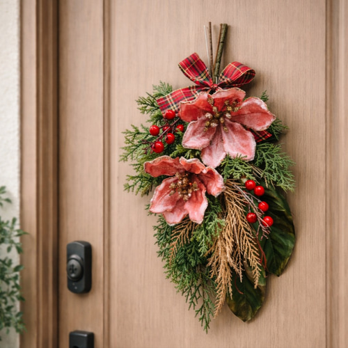 専用＊Marry Christmasフェイクフラワースワッグ(レッド) 選べる3色 マグノリアのスワッグ クリスマス ギフト インテリア 雑貨