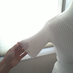 【送料無料】総手編み １枚でも重ね着しても◎シンプルニットチュニックワンピ白 9枚目の画像