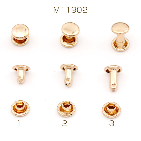 M11902-1  150套  カシメ ゴールド  3X（50セット） 1枚目の画像