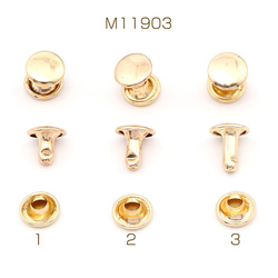 M11903-2  150套  カシメ ゴールド  3X（50セット） 1枚目の画像