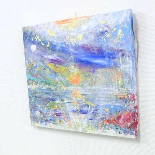 アクリル画 風景画 キャンバスF6原画 アート 青空と雪景色の心温まる絵画 ミニ原画】雪景色（アクリル画）☆冬 雪 ツリー 風景画 絵画