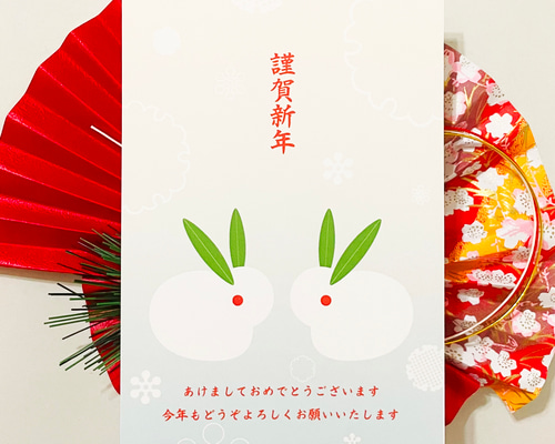 シーグラスアート♡うさちゃんからの「あけましておめでとう」♡　正月　迎春梅リース シーグラスアート♡うさちゃんからの「あけましておめでとう