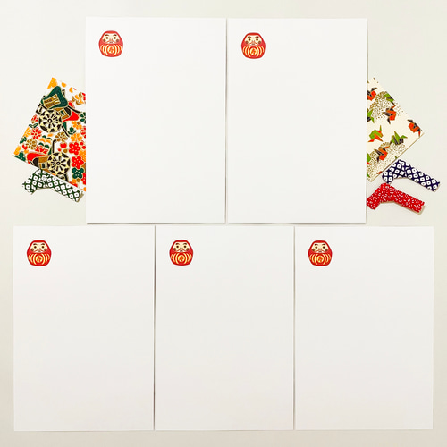 2024 朱だるま 年賀状5枚セット お正月 新年 辰年 謹賀新年 賀正 迎春