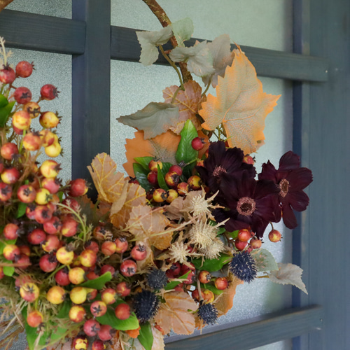 1.秋色ハーフリース 秋色のハーフリース リース estilo 通販 19677879｜Creema(クリーマ)