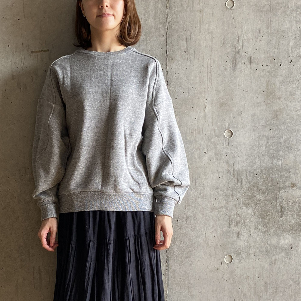 FRENCH TERRY裏毛＿カーブ切替トレーナー＿杢グレー