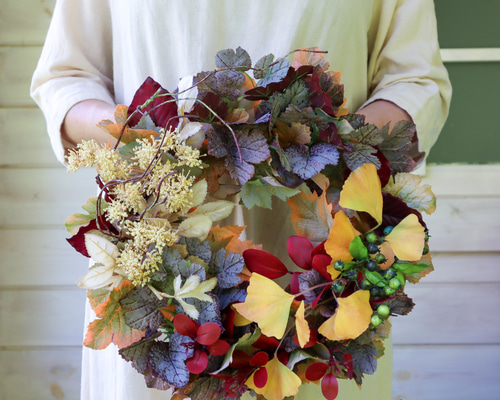 ドライフラワーのオーバルリース春待ちリース【25206】