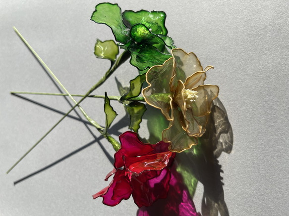 ホの花【green】#ディップフラワー#ディップアート#アメリカンフラワー 6枚目の画像