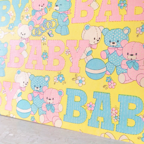 海外紙もの　中古　ヴィンテージラッピングペーパー　ロール ヴィンテージ包装紙12m子供柄ラッピングペーパー ロール紙もの