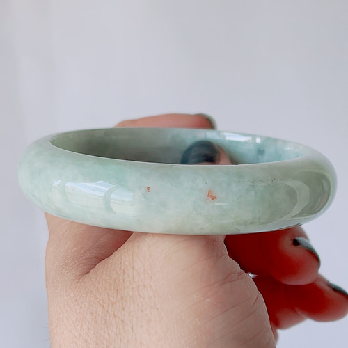 洒金翡翠バングル 新入荷】本翡翠保証‼️天然翡翠バングル 洒金赤翡翠 内径約57.4