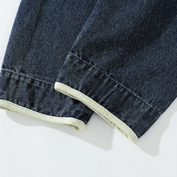 カラーブロック・ポケット付きノーカラー・デニム・ジャケット メンズ アウトドアアウターコート ブルー 5枚目の画像