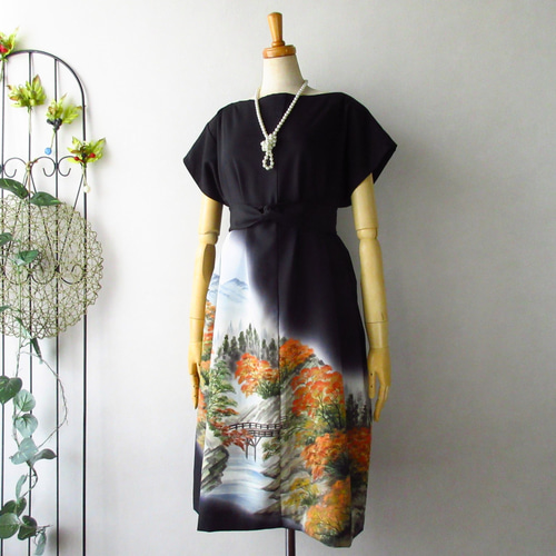 大きめサイズ】着物ドレス◎御所◎細見え縦長シルエット&オール  