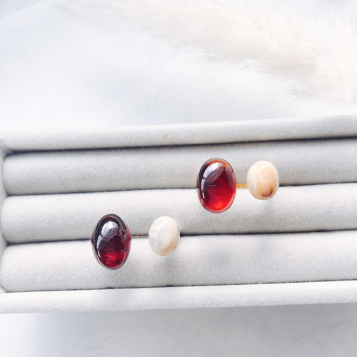 情熱の石】 宝石質 ヘソナイト×マトリックスパイラ フォークリング