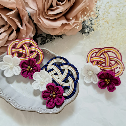 ♡つまみ細工・水引♡ 『お花のヘアアクセサリー』 ヘアクリップ ヘア