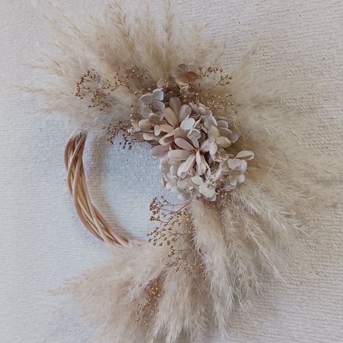 送料無料）ドライフラワーリース パンパスグラスと、 ドライフラワー