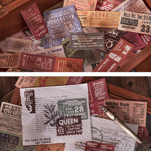 P95】コラージュ 素材 紙ものセット 海外 シート メモ帳 ミニメモ 4